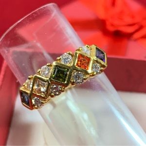 Multi color CZ ring, size 8. (JW073)